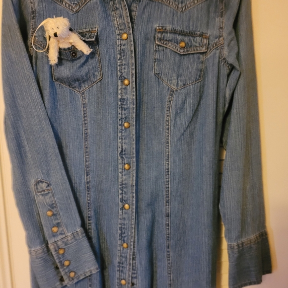 Denim Jean Jacket with Bear Accent - Picture 2 of 6